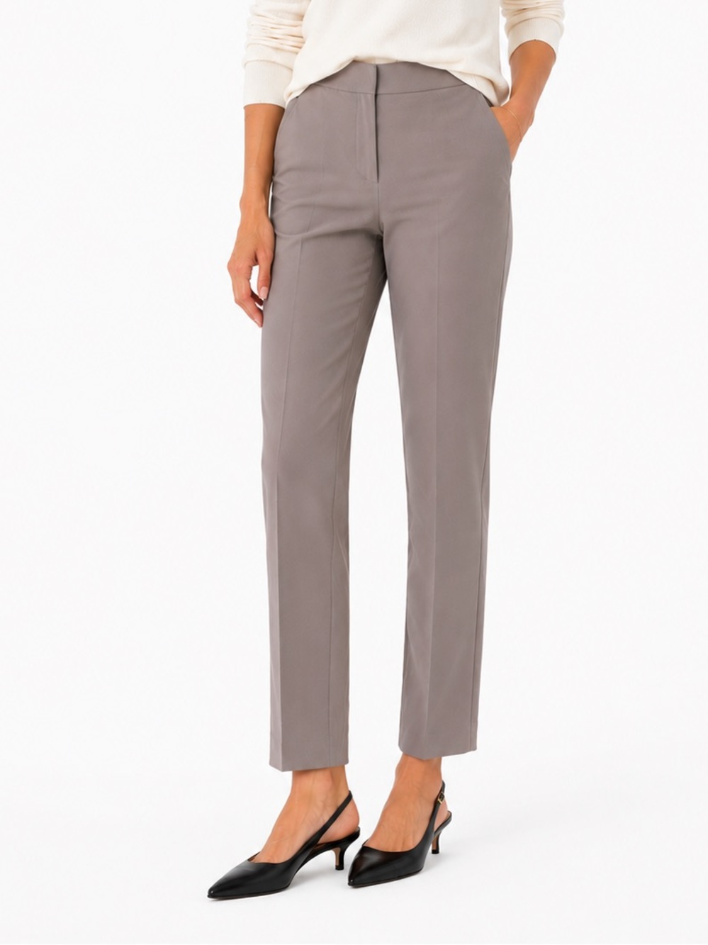 Quince Stretch Crepe Ankle Pants Size 6 Morel Gray NWT